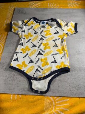 NCAA Yellow & Navy Baby Bodysuit with Michigan Logos